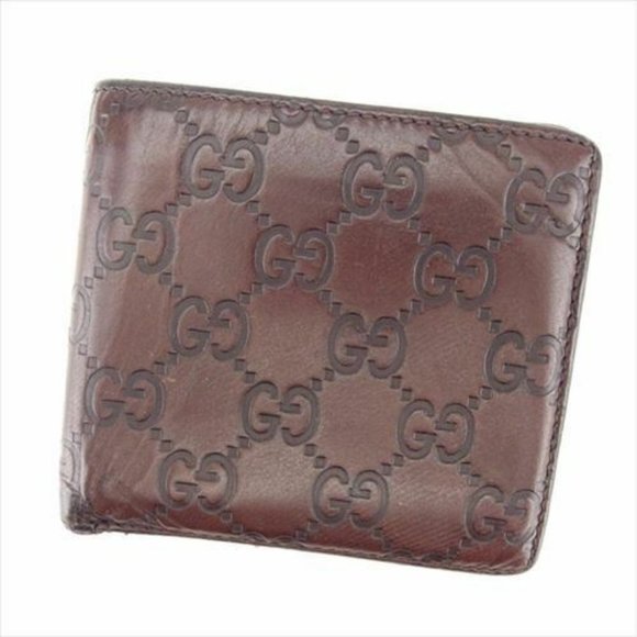 Gucci Wallet Purse Bifold Guccissima Brown Woman unisex Authentic Used T6720 - Picture 1 of 8